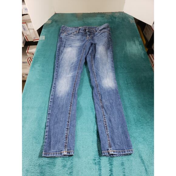 Mossimo Jeans Size 2 Short Womens Blue Stretch Denim Pants Mid Rise Skinny - Picture 1 of 11